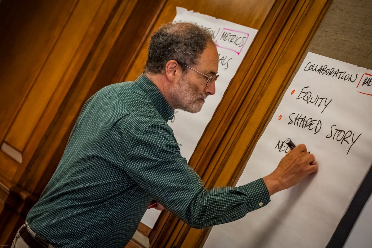 man writing on whiteboard
